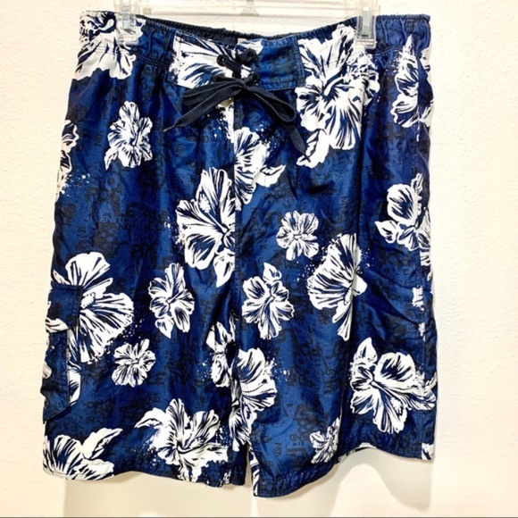 Aeropostale Men's Blue Floral Swim Trunks Board Hawaiian Shorts - Picture 6 of 6